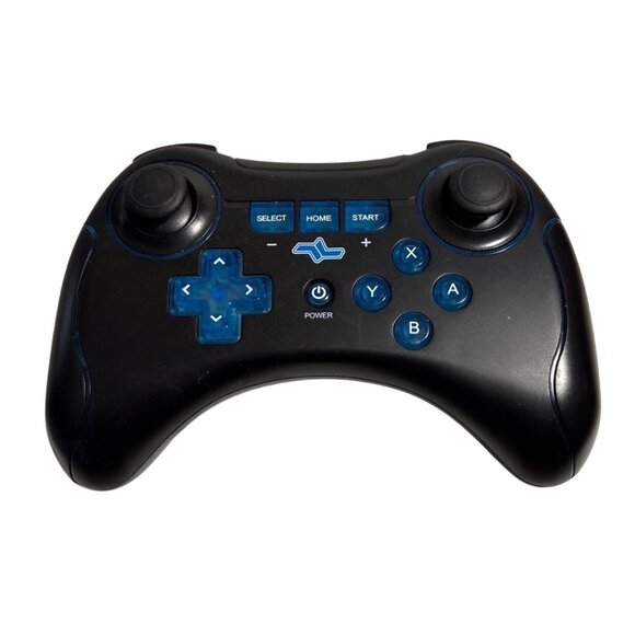 i-Con Nintendo Wii U Remote Pro Controller ASD174 Black Blue with Charge Cable - Picture 1 of 7